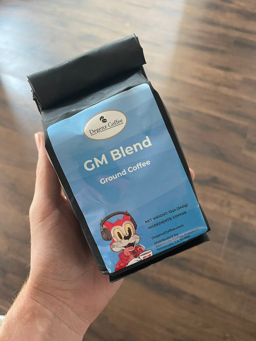 Bag of GM Blend coffee beans from Degenz Coffee