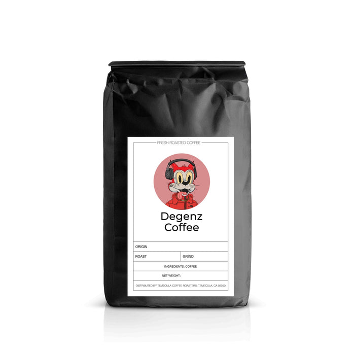 Bag of  whole bean coffee from Degenz Coffee company